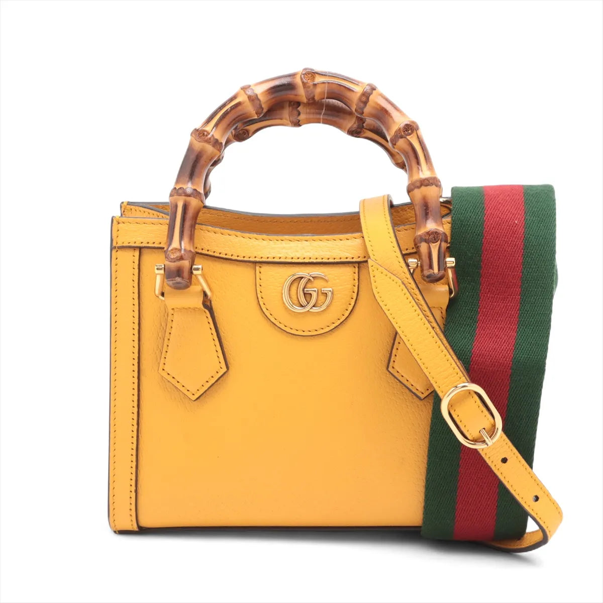 Best Buy Second Hand Gucci GG Logo Bamboo Diana Leather Small Tote Bag Yellow