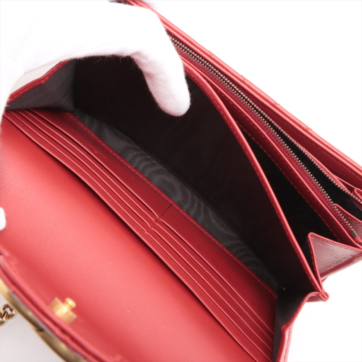 High Quality Buy Second Hand Gucci GG Marmont Leather Chain Wallet Bag Red