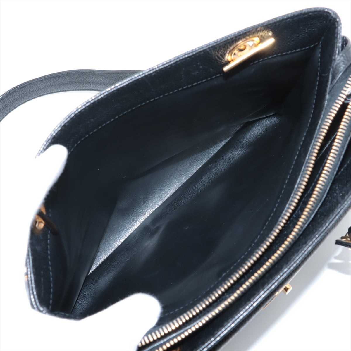 Chanel Vintage CC Logo Caviar Skin Pocket Chain Shoulder Tote Bag Black * PERORDER *