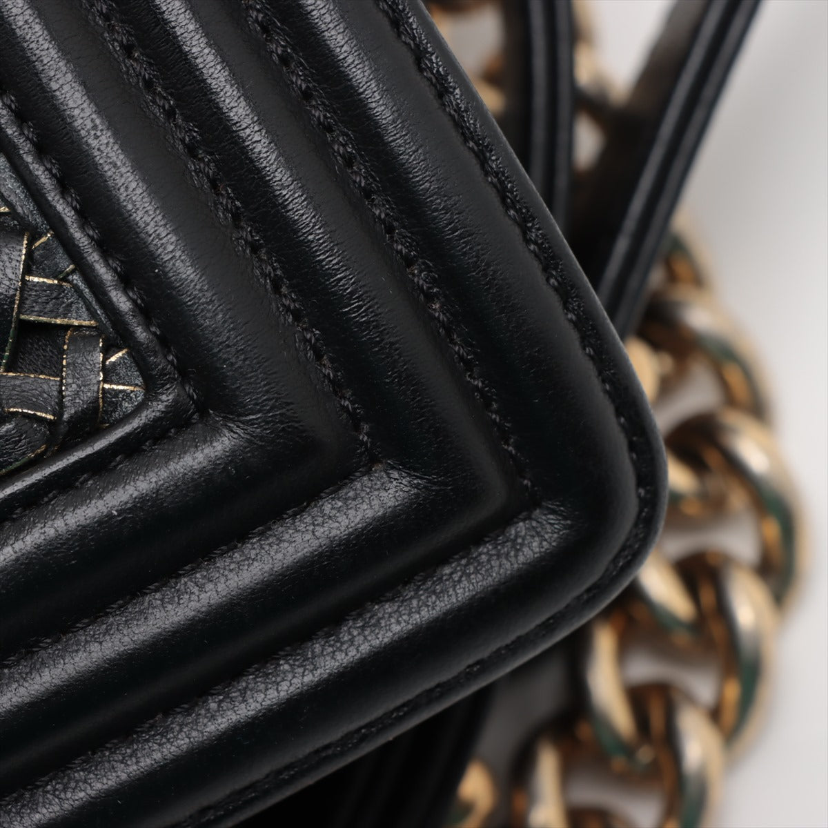 Chanel Boy 28 Limited Edition Woven Reverso Lambskin Chain Shoulder Bag Black Large * PREORDER *