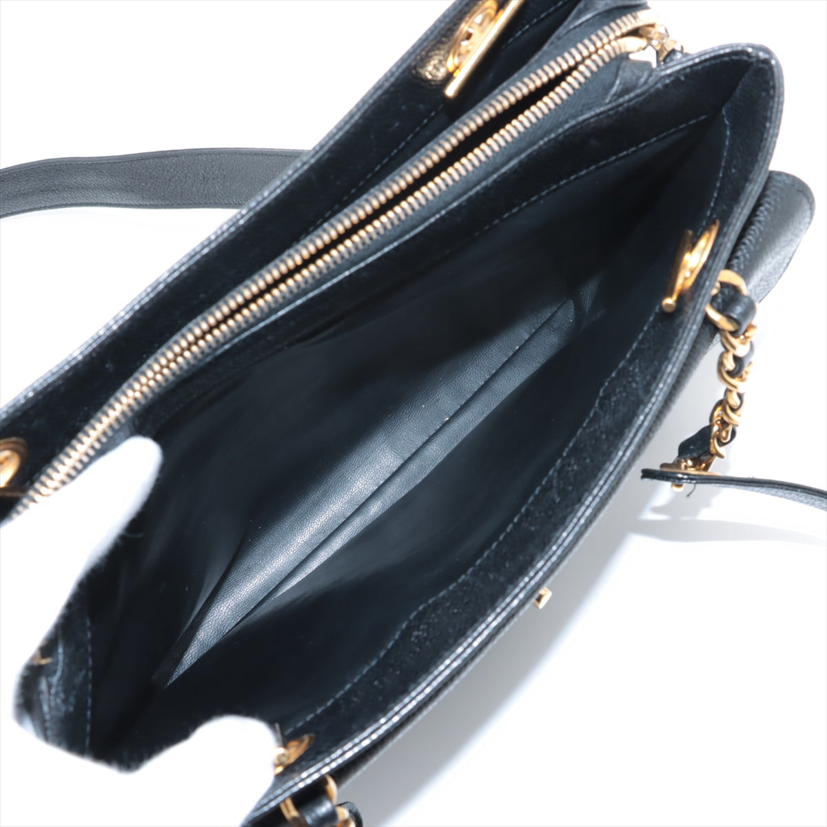 Chanel Vintage CC Logo Caviar Skin Pocket Chain Shoulder Tote Bag Black * PERORDER *