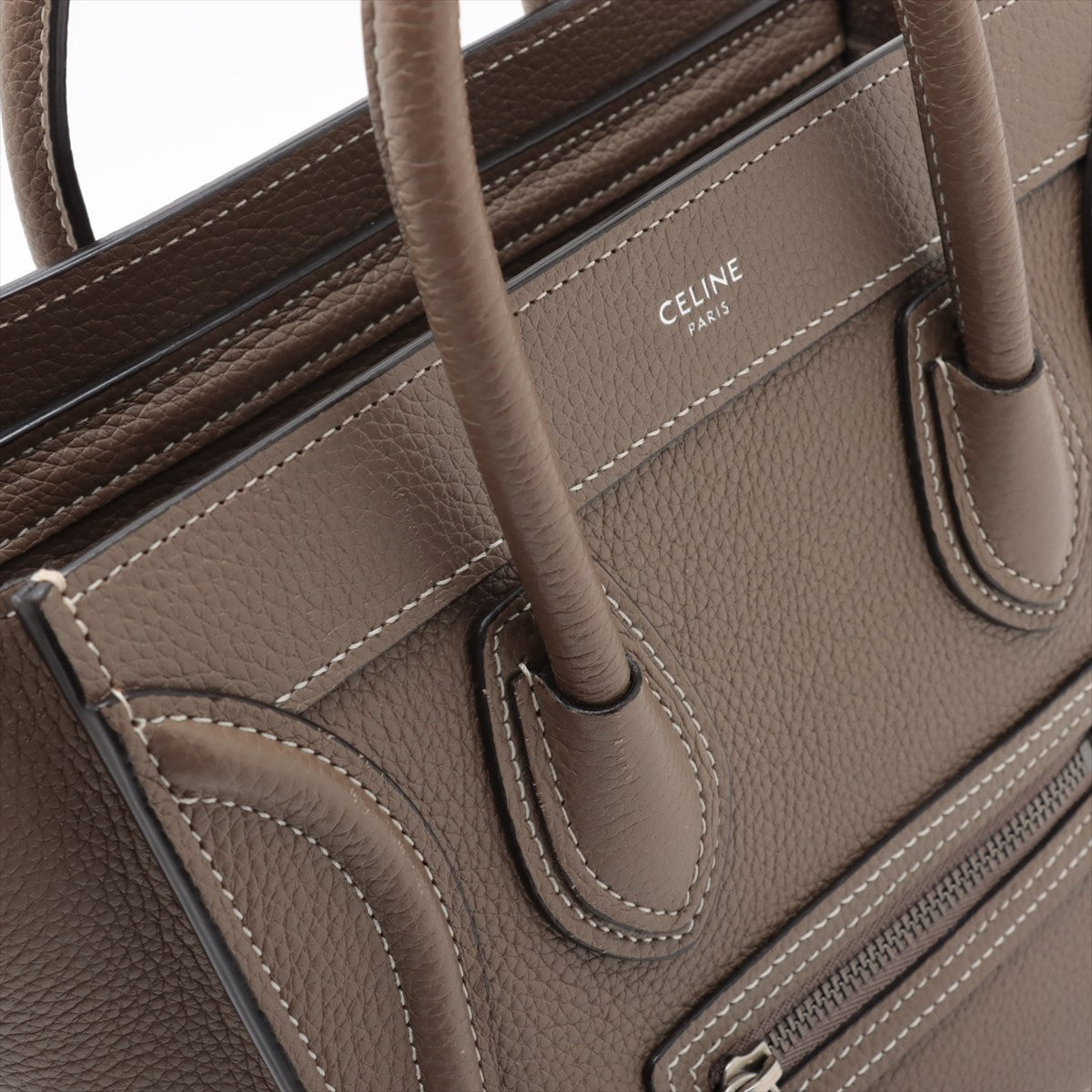 #1 Celine Luggage Nano Shopper Leather Handbag Greige