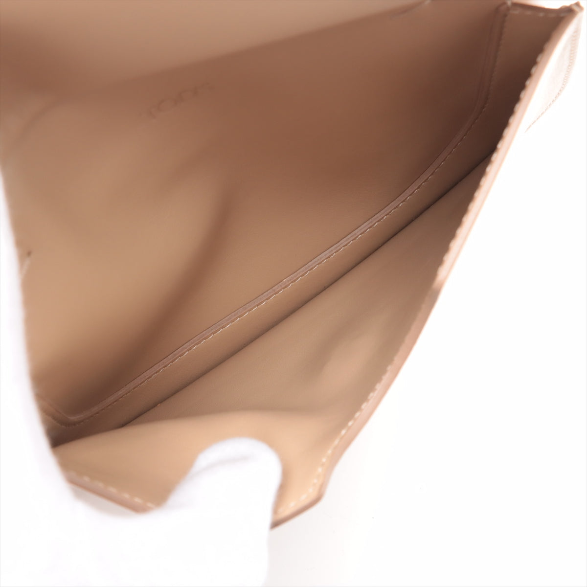 Premium Tod's T Timeless Leather Two-Way Shoulder Bag Beige