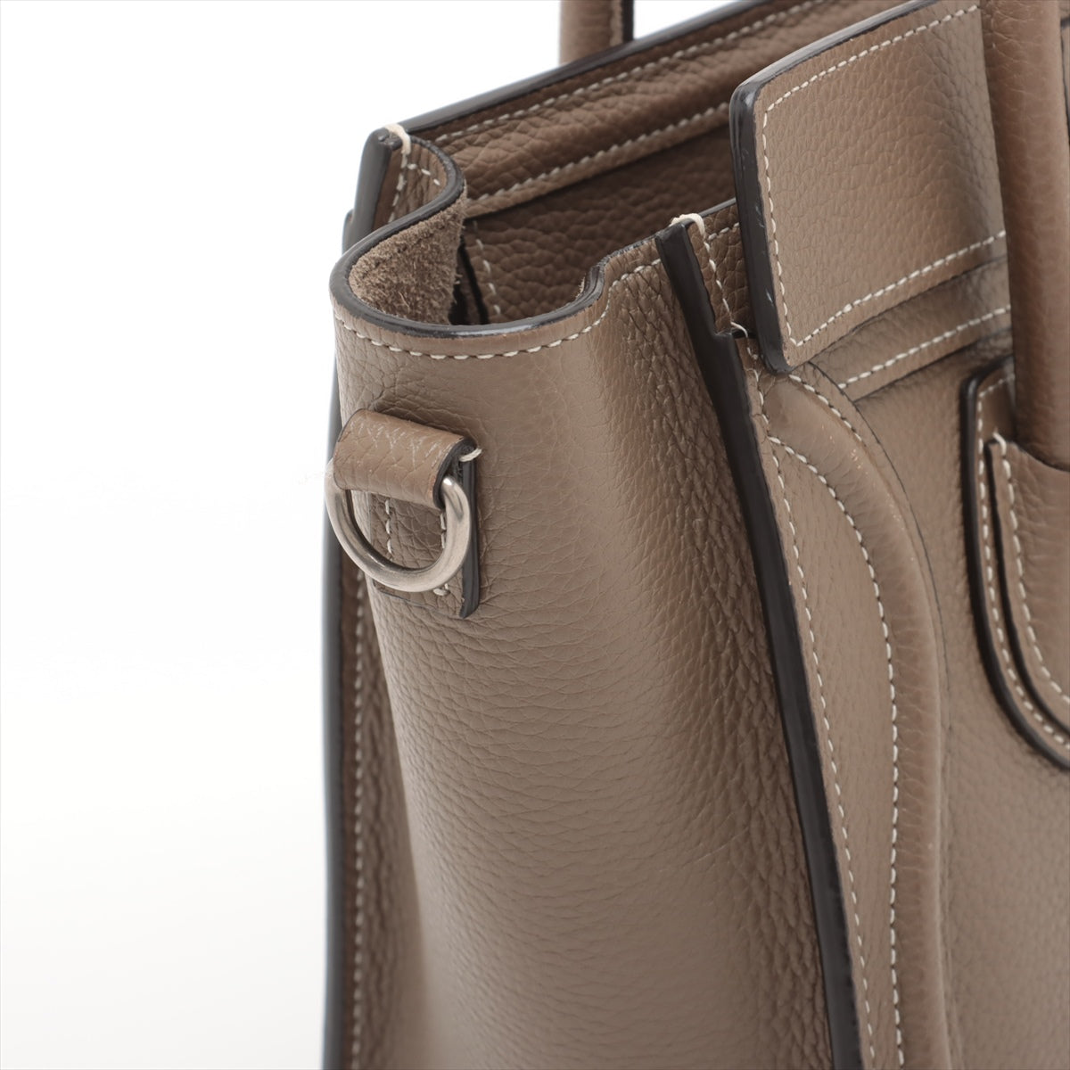 Best Celine Luggage Nano Shopper Leather Handbag Greige