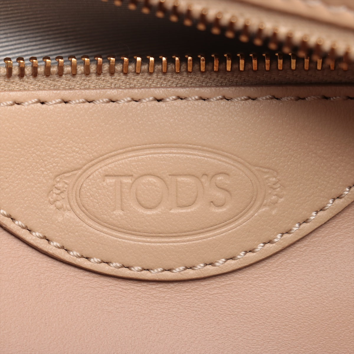 Preloved Tod's T Timeless Leather Two-Way Shoulder Bag Beige