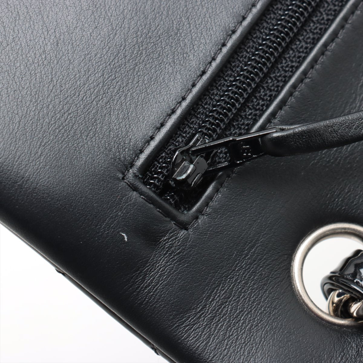 Authentic Chanel CC Logo Dekamatrasse 30 Large Patent Leather Double Flap Double Chain Bag Black