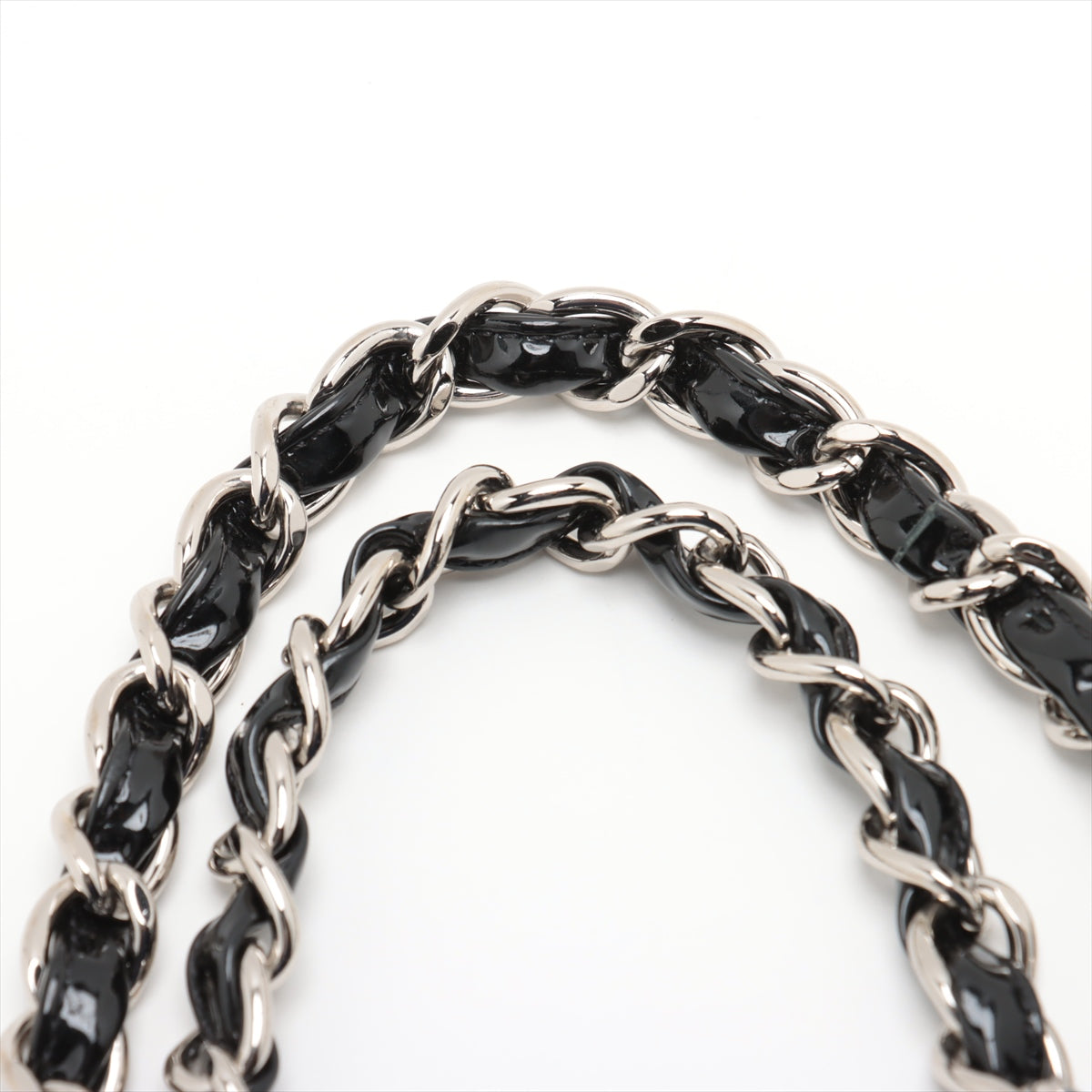 Second Hand Chanel CC Logo Dekamatrasse 30 Large Patent Leather Double Flap Double Chain Bag Black