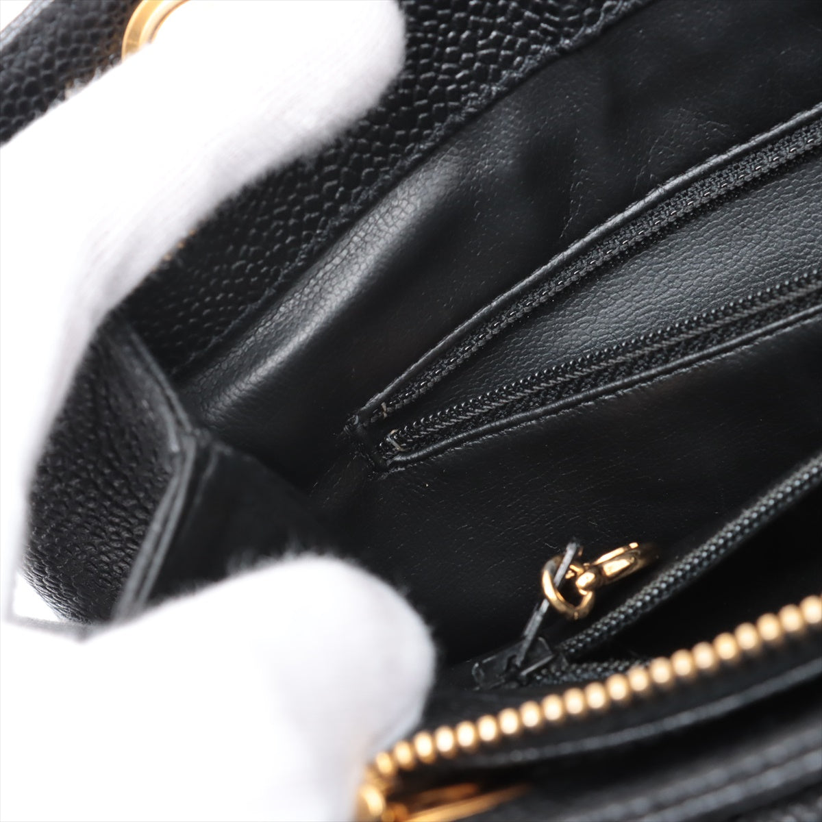 Chanel Vintage CC Logo Caviar Skin Pocket Chain Shoulder Tote Bag Black * PERORDER *