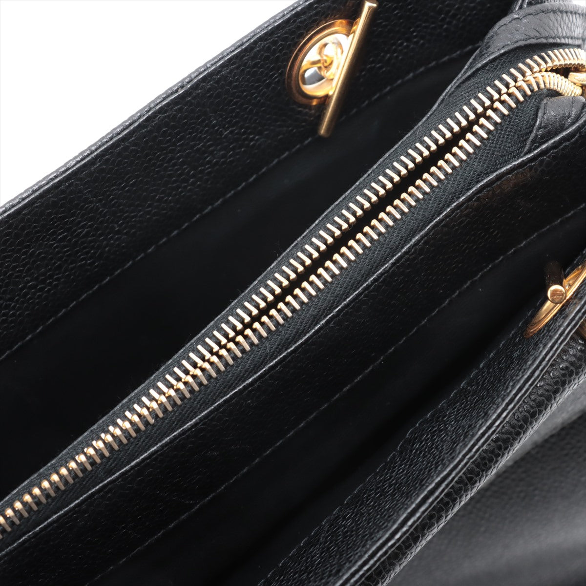 Chanel Vintage CC Logo Caviar Skin Pocket Chain Shoulder Tote Bag Black * PERORDER *