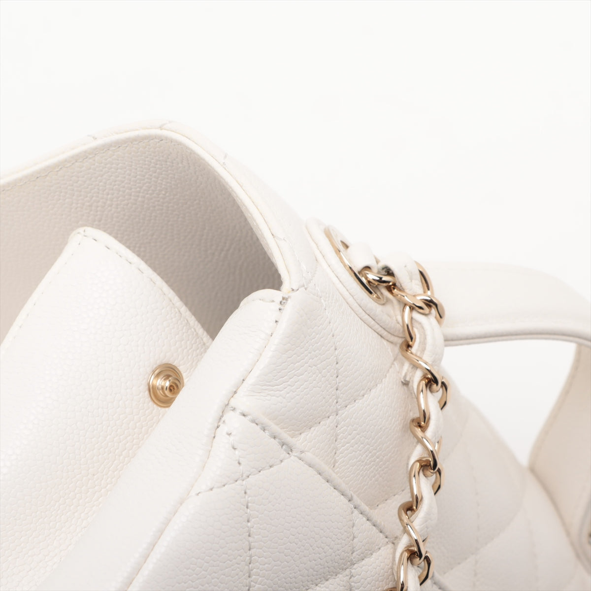 Chanel CC Logo Business Affinity Medium Matelasse Caviar Skin Chain Shoulder Bag White * PREORDER *