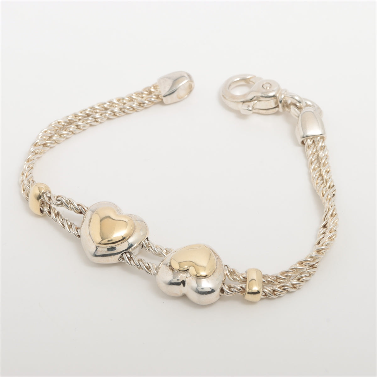 Tiffany & Co. Double Heart Rope Bracelet Silver x Gold