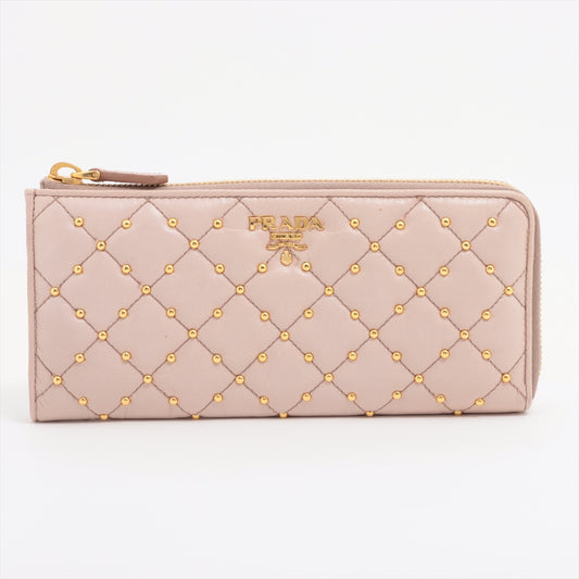 Prada Saffiano Studded Zippy Wallet Beige