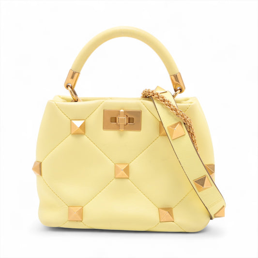 Valentino Garavani Roman Stud Leather Shoulder Bag Yellow * PREORDER *