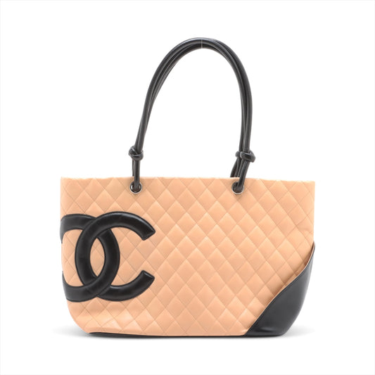 Chanel CC Logo Cambon Line Lambskin Tote Bag Beige x Black * PREORDER *