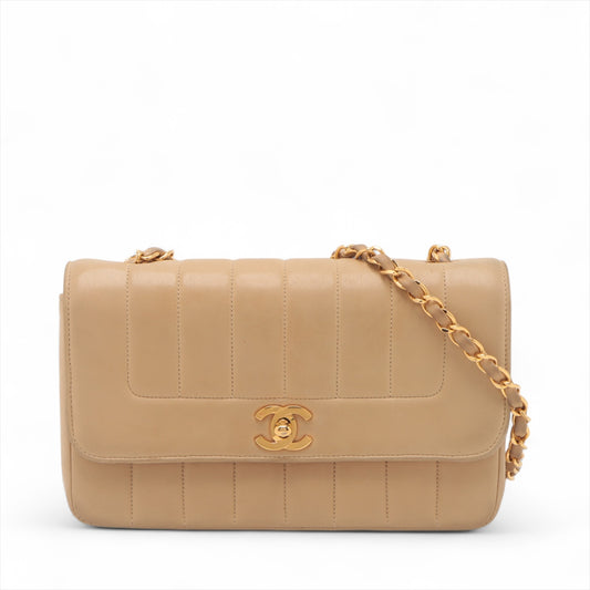 Chanel CC Logo Mademoiselle Lambskin Single Flap Single Chain Bag Beige * PREORDER *