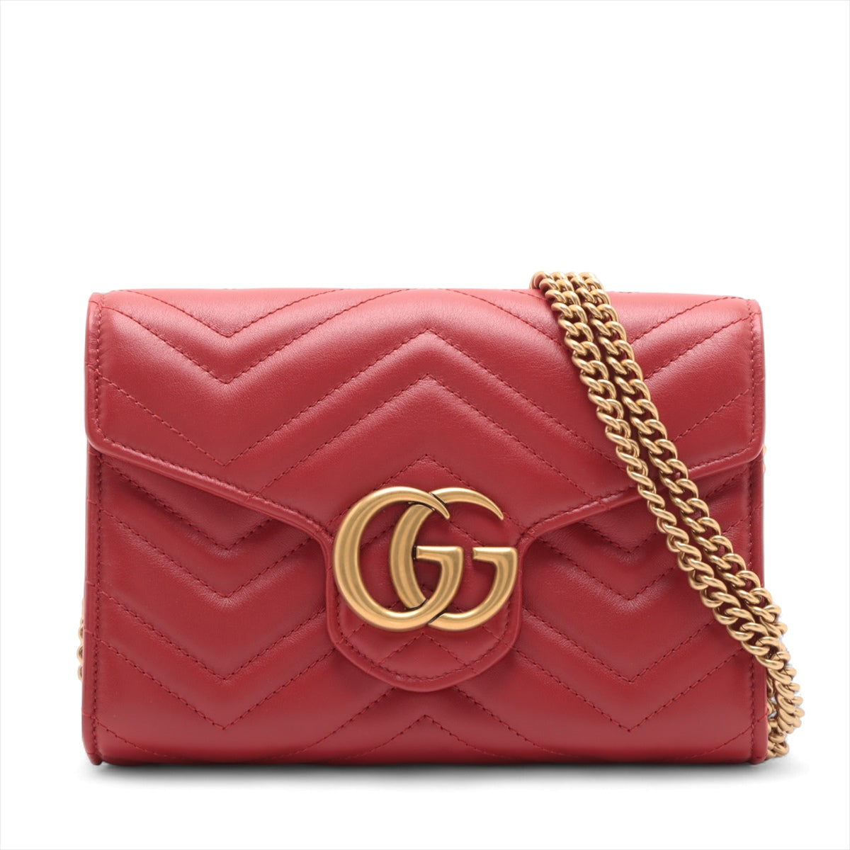 Best Buy Second Hand Gucci GG Marmont Leather Chain Wallet Bag Red
