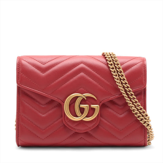 Best Buy Second Hand Gucci GG Marmont Leather Chain Wallet Bag Red
