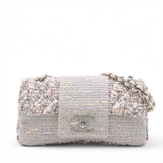 Chanel CC Logo Tweed Single Flap Double Chain Bag Multicolor * PREORDER *
