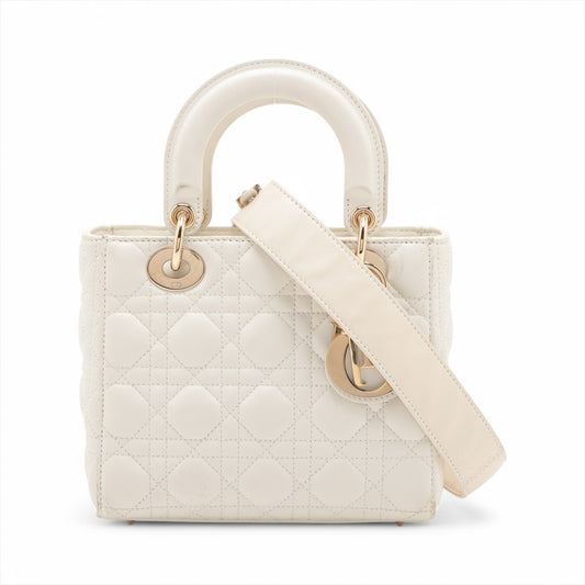 Christian Dior My Lady Dior Cannage Leather Two-Way Handbag White * PREORDER *