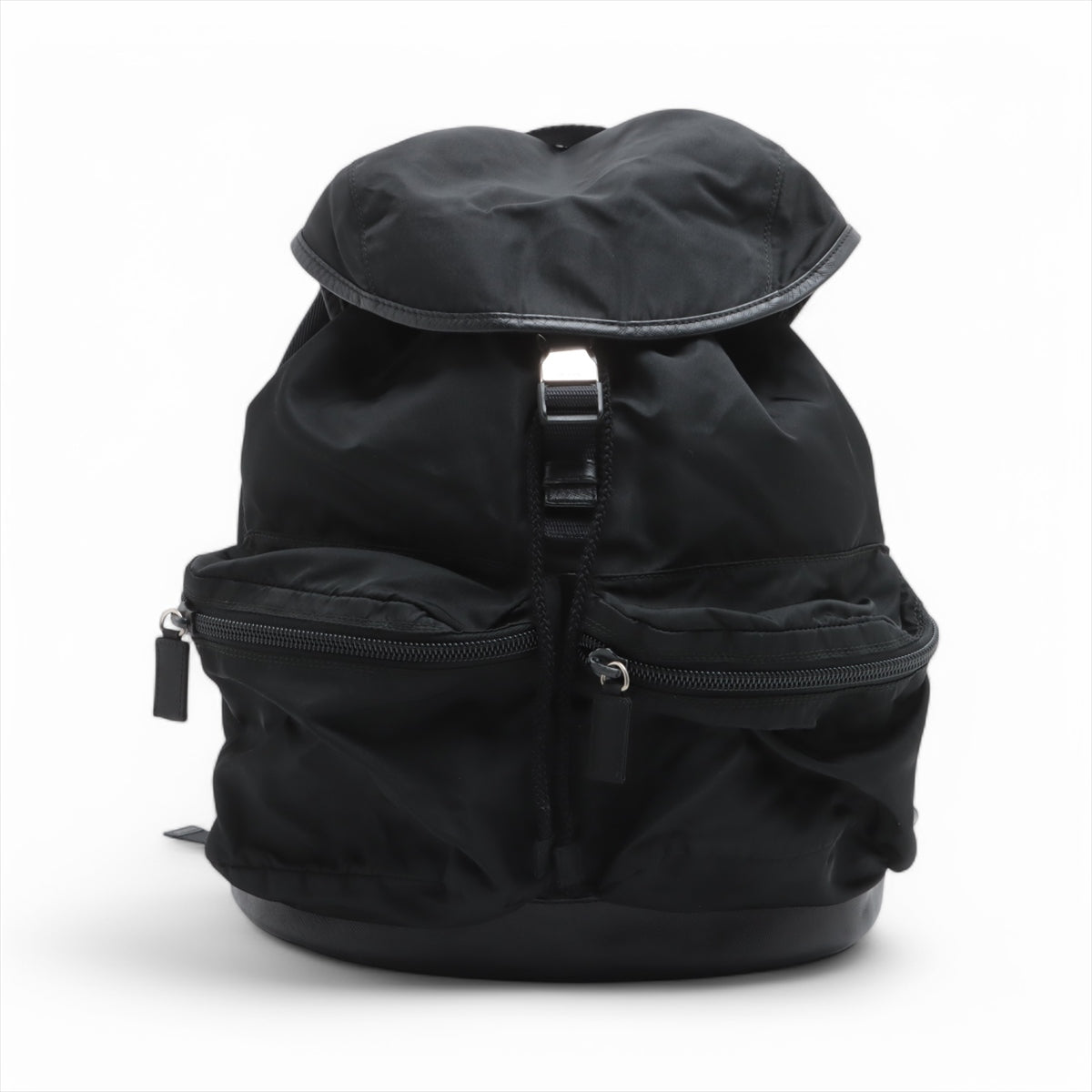 Prada Tessuto Saffiano Nylon Leather Drawstring Backpack Black