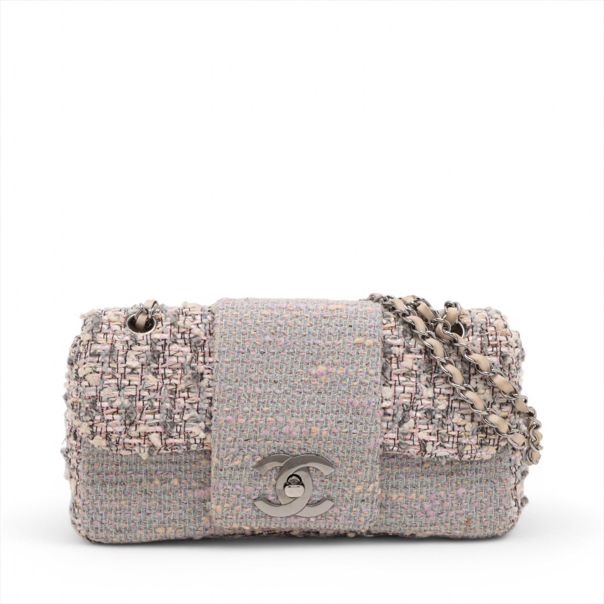 Chanel CC Logo Tweed Chain Shoulder Bag Gray * PREORDER *
