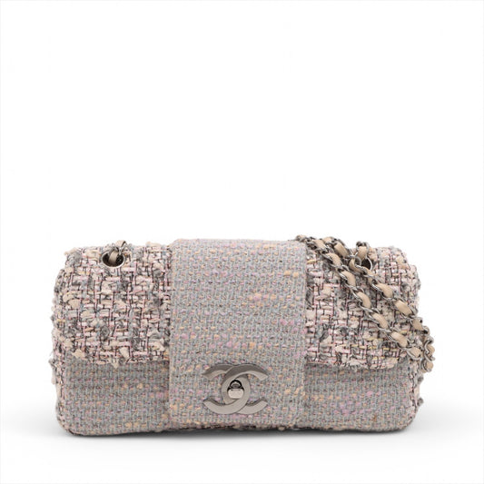 Chanel CC Logo Tweed Chain Shoulder Bag Gray * PREORDER *