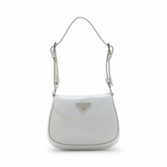 Best Prada Cleo Brushed Leather Shoulder Bag White