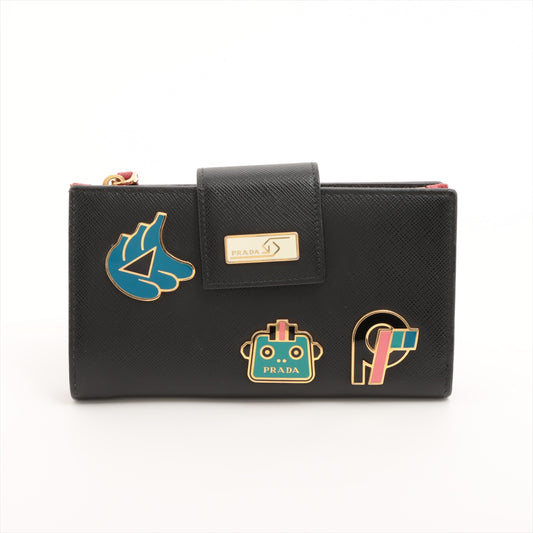 Prada Saffiano Smarto Robot Leather Wallet Black
