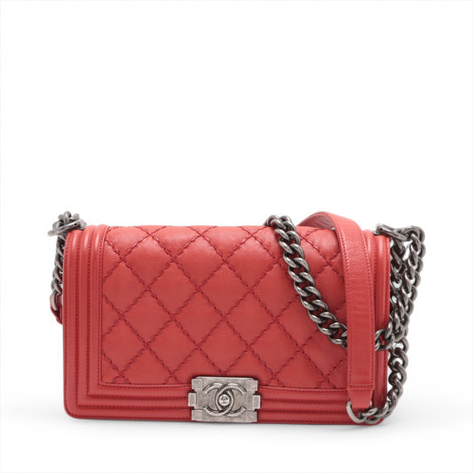 Chanel Boy Chanel 25 Matelasse Leather Chain Shoulder Bag Red * PREORDER *