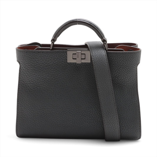 Best Fendi Peekaboo ISeeU Small Leather Two-Way Handbag Black