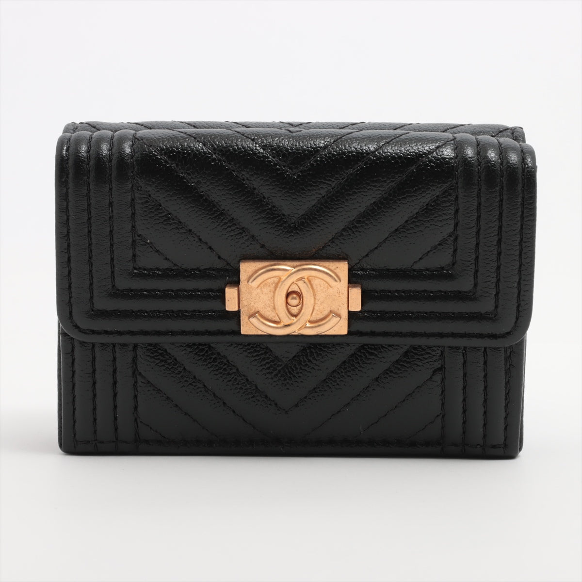 Chanel Boy Chanel Caviar Skin Compact Wallet Black * PREORDER *
