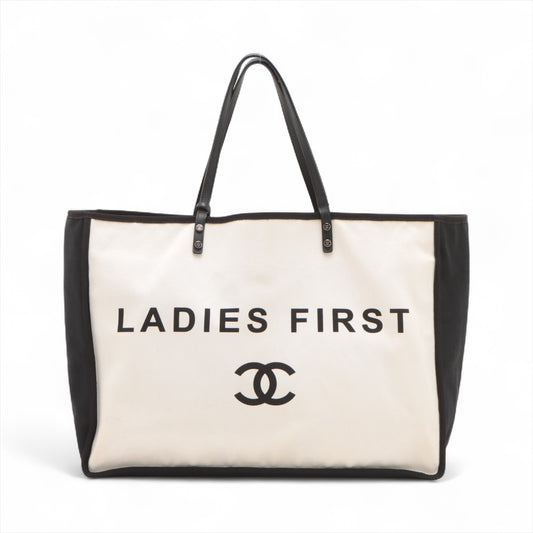 Chanel Lady First Canvas Tote Bag White x Black * PREORDER *