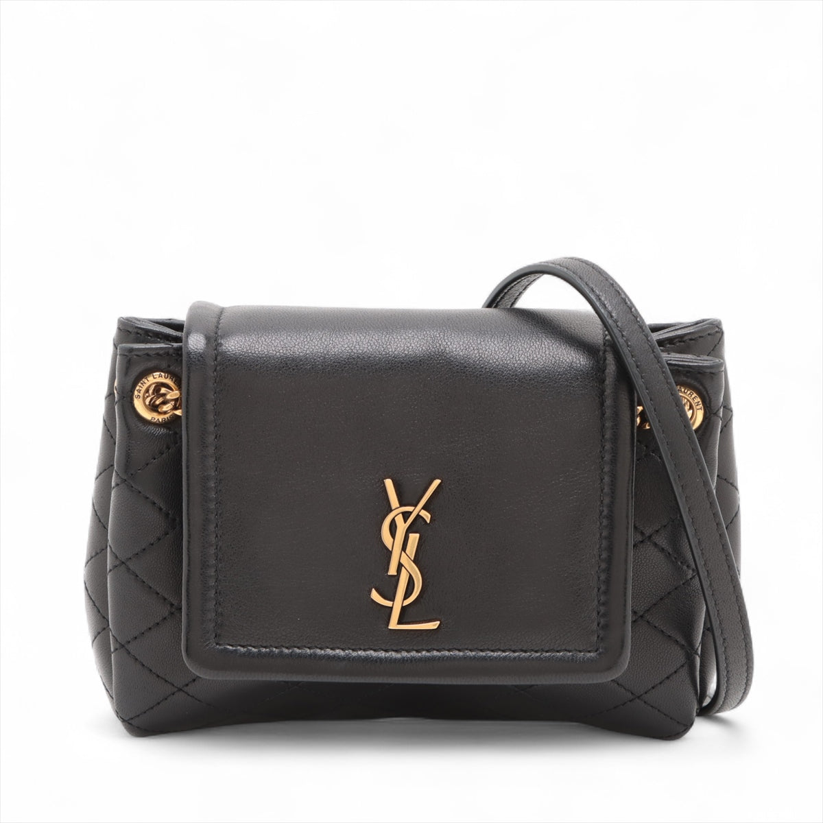 Best Saint Laurent Paris Mini Nolita Leather Chain Shoulder Bag Black