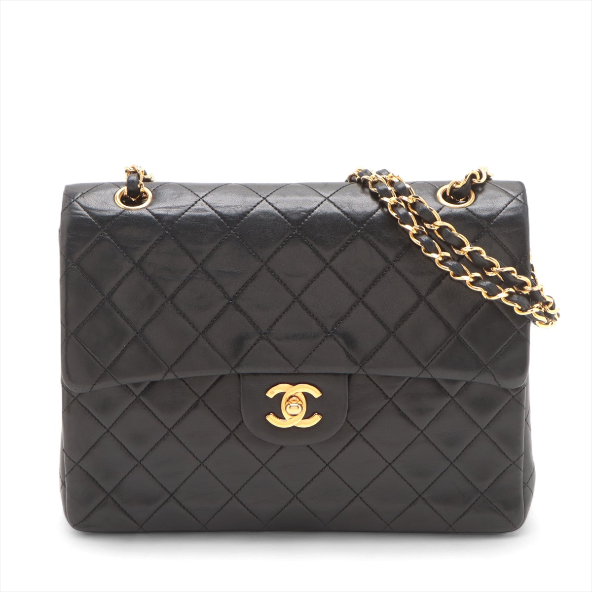 Chanel CC Logo Matelasse Lambskin Double Flap Double Chain Bag Black * PREORDER *