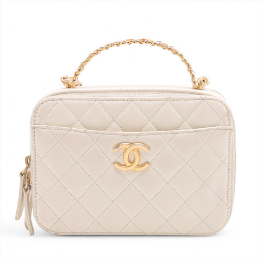 Chanel CC Logo Matelasse Caviar Skin Two-Way Camera Bag White * PREORDER *