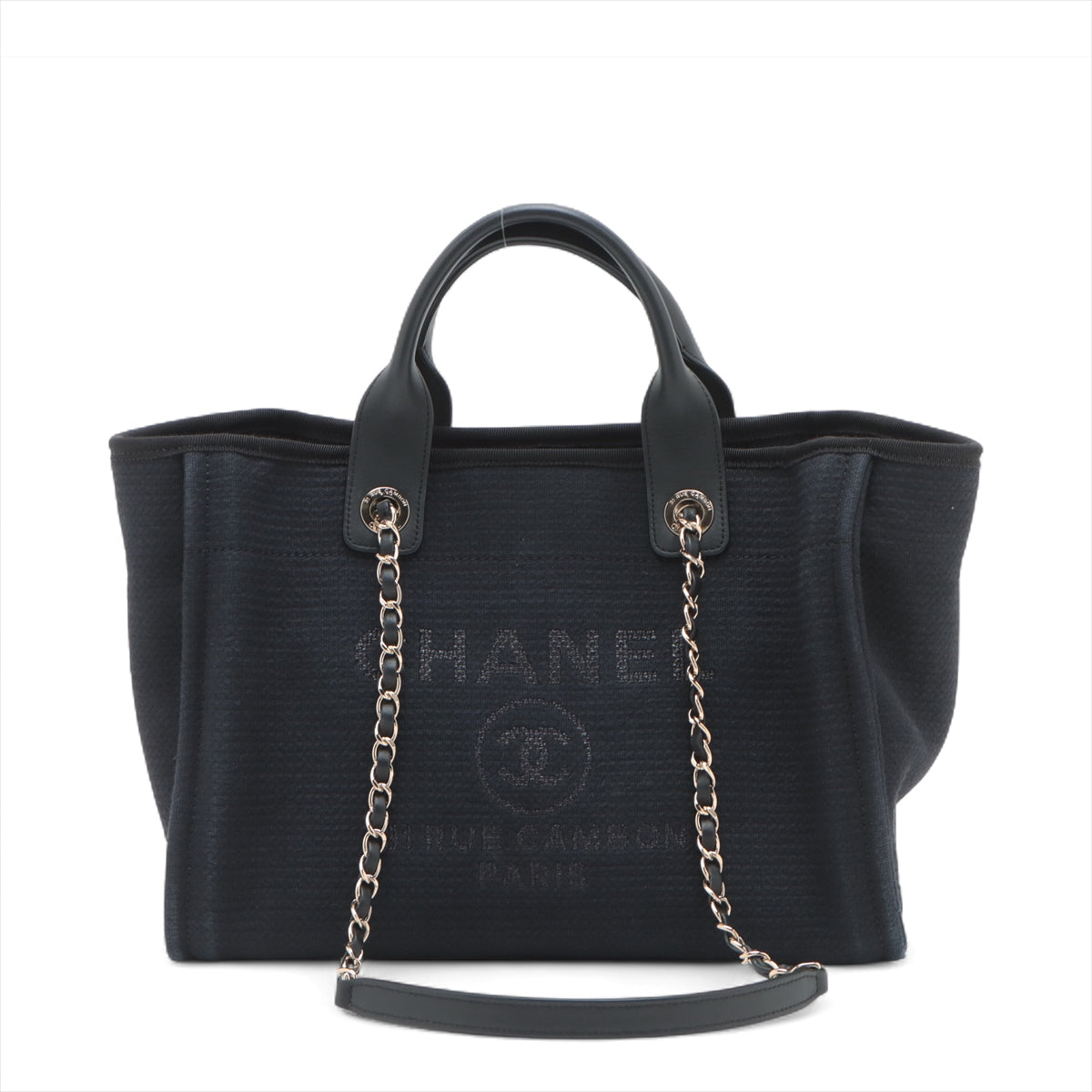 Chanel Deauville MM Canvas Chain Two-Way Tote Bag Navy Blue * PREORDER *