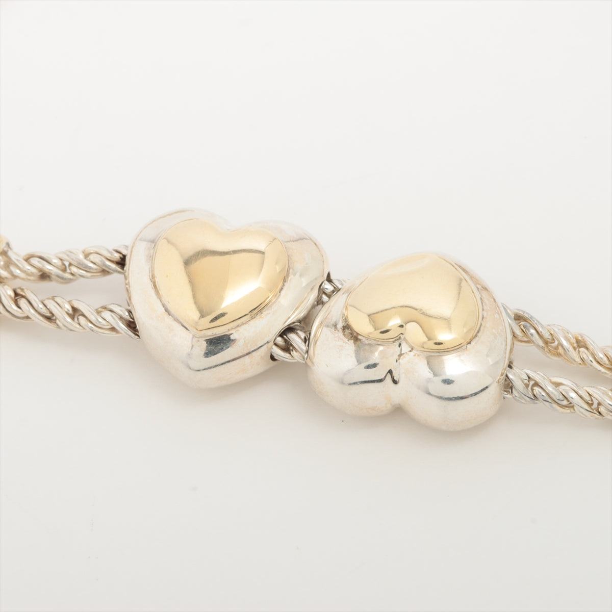 Tiffany & Co. Double Heart Rope Bracelet Silver x Gold