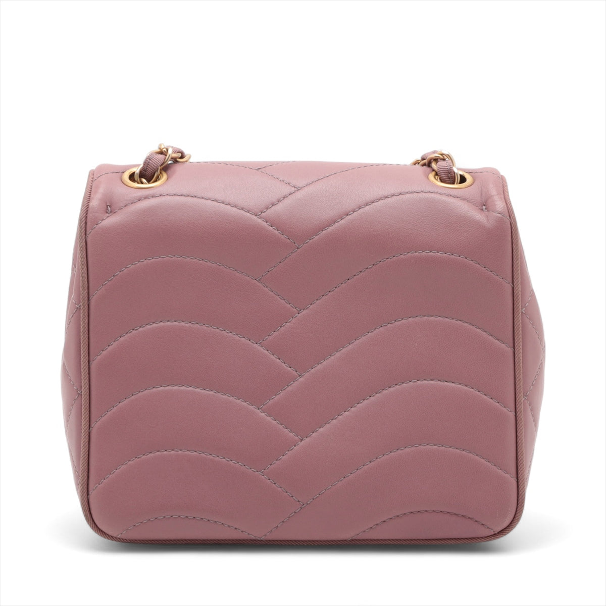 Chanel CC Logo Scallop Lambskin Single Flap Double Chain Bag Old Rose * PREORDER *