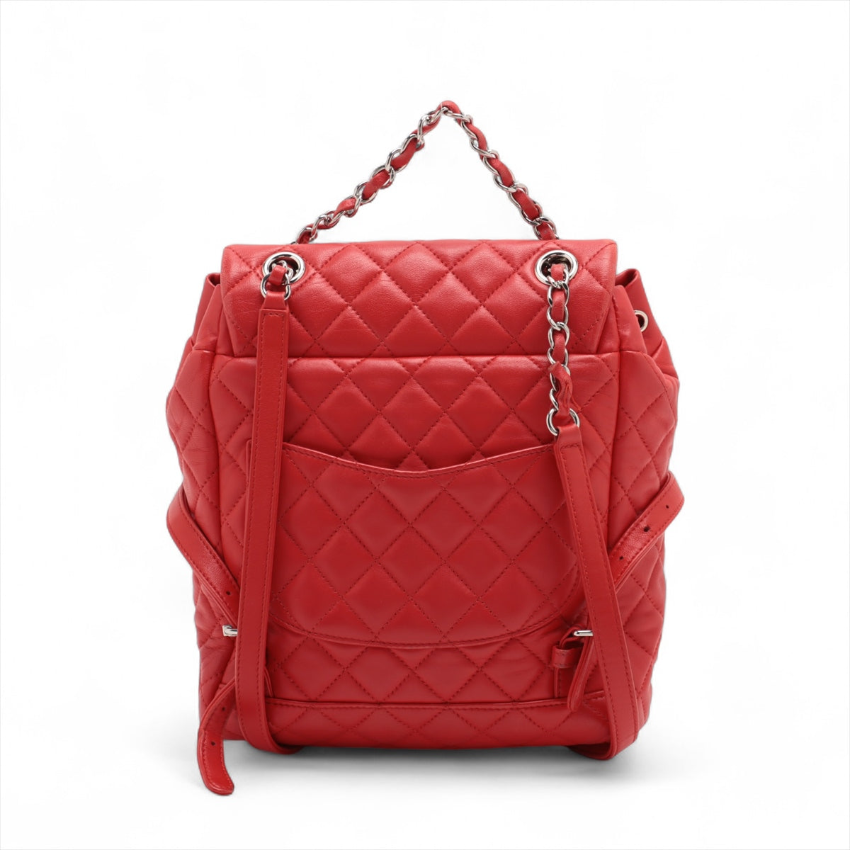 Chanel CC Logo Matelasse Lambskin Chain Drawstring Backpack Red * PREORDER *
