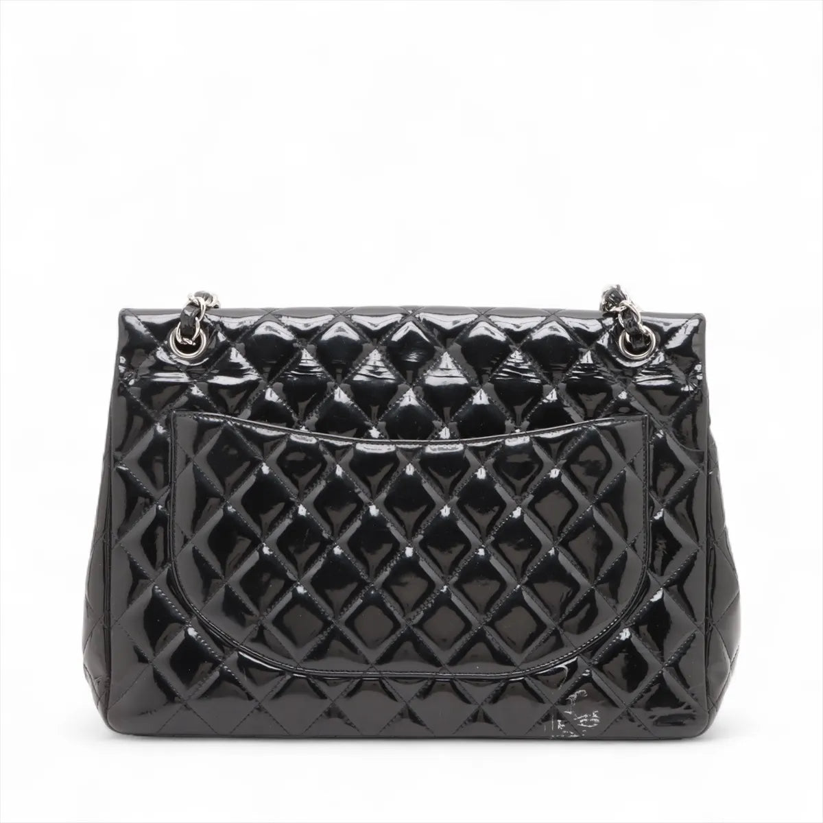 Chanel CC Logo Dekamatrasse 34 Maxi Patent Leather Double Flap Double Chain Bag Black * PREORDER *