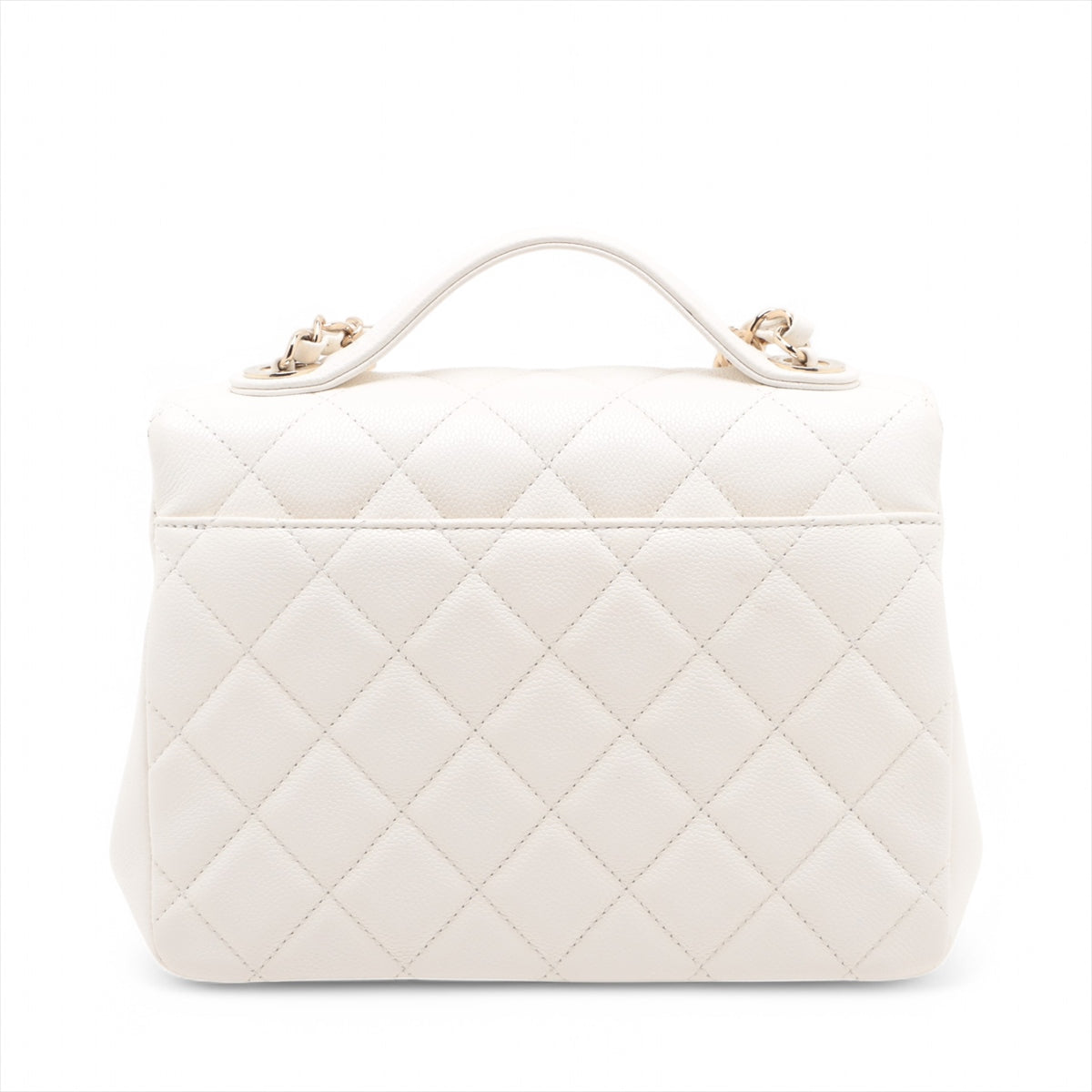 Chanel CC Logo Business Affinity Medium Matelasse Caviar Skin Chain Shoulder Bag White * PREORDER *
