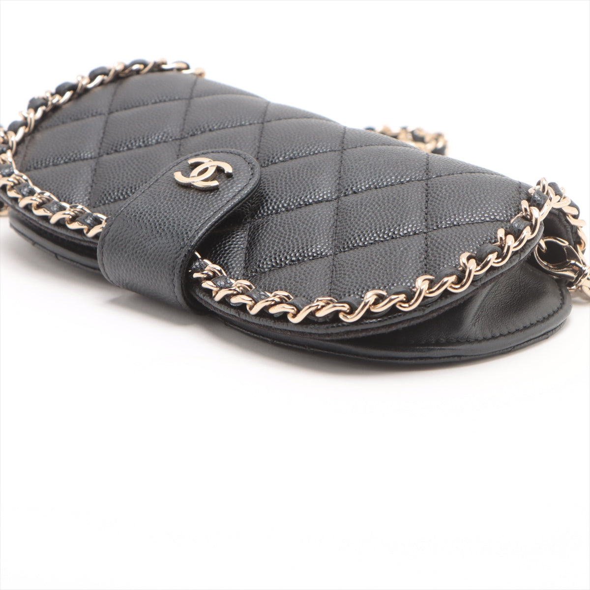 Chanel CC Logo Matelasse Caviar Skin Chain Eyewear Case Shoulder Bag Black * PREORDER *