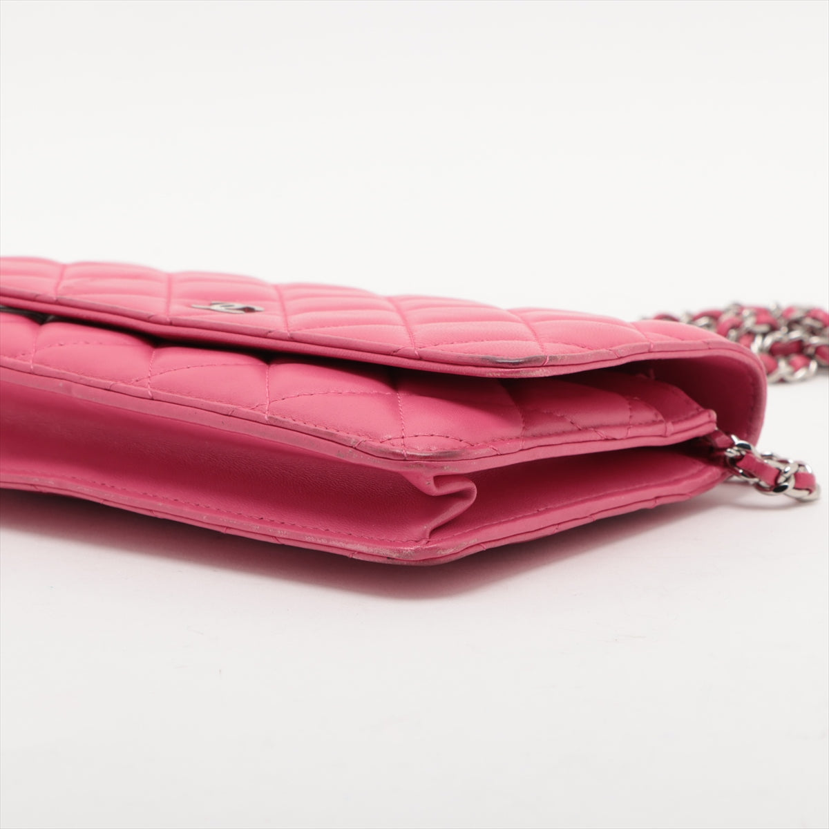 Buy Buy Second Hand Chanel CC Logo Matelasse Lambskin Chain Wallet Bag Pink