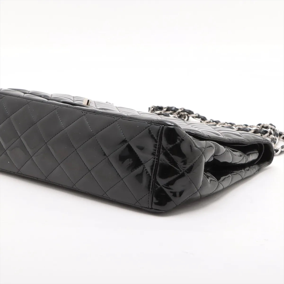 Chanel CC Logo Dekamatrasse 34 Maxi Patent Leather Double Flap Double Chain Bag Black * PREORDER *