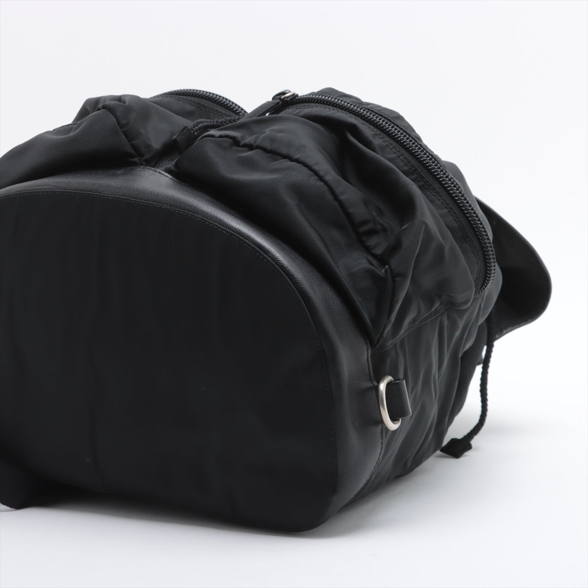 Prada Tessuto Saffiano Nylon Leather Drawstring Backpack Black