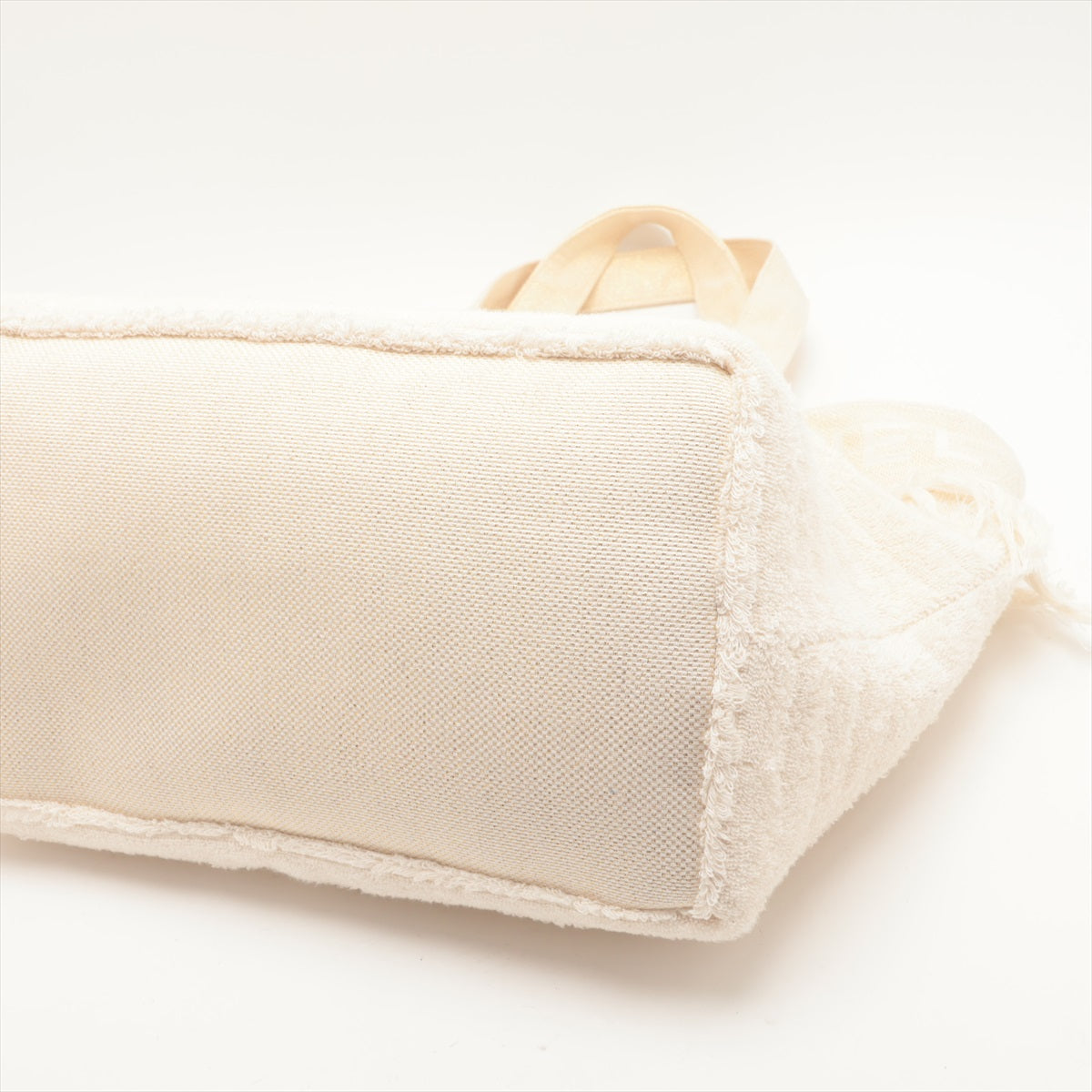 Chanel Logo Cotton Fringe Tote Bag Ivory