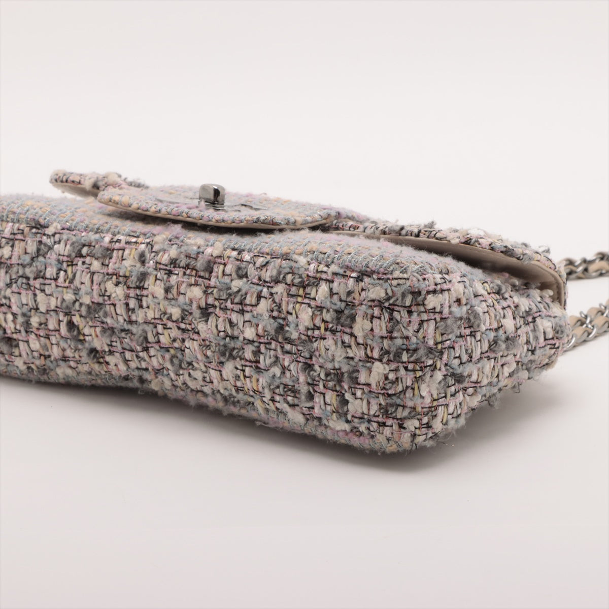 Chanel CC Logo Tweed Chain Shoulder Bag Gray * PREORDER *