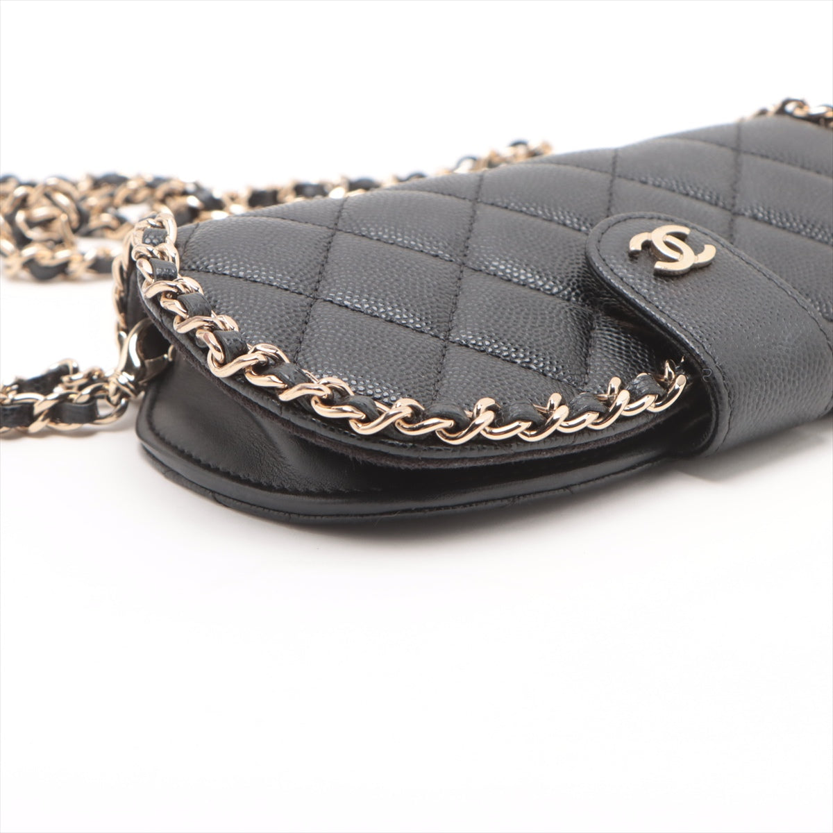Chanel CC Logo Matelasse Caviar Skin Chain Eyewear Case Shoulder Bag Black * PREORDER *