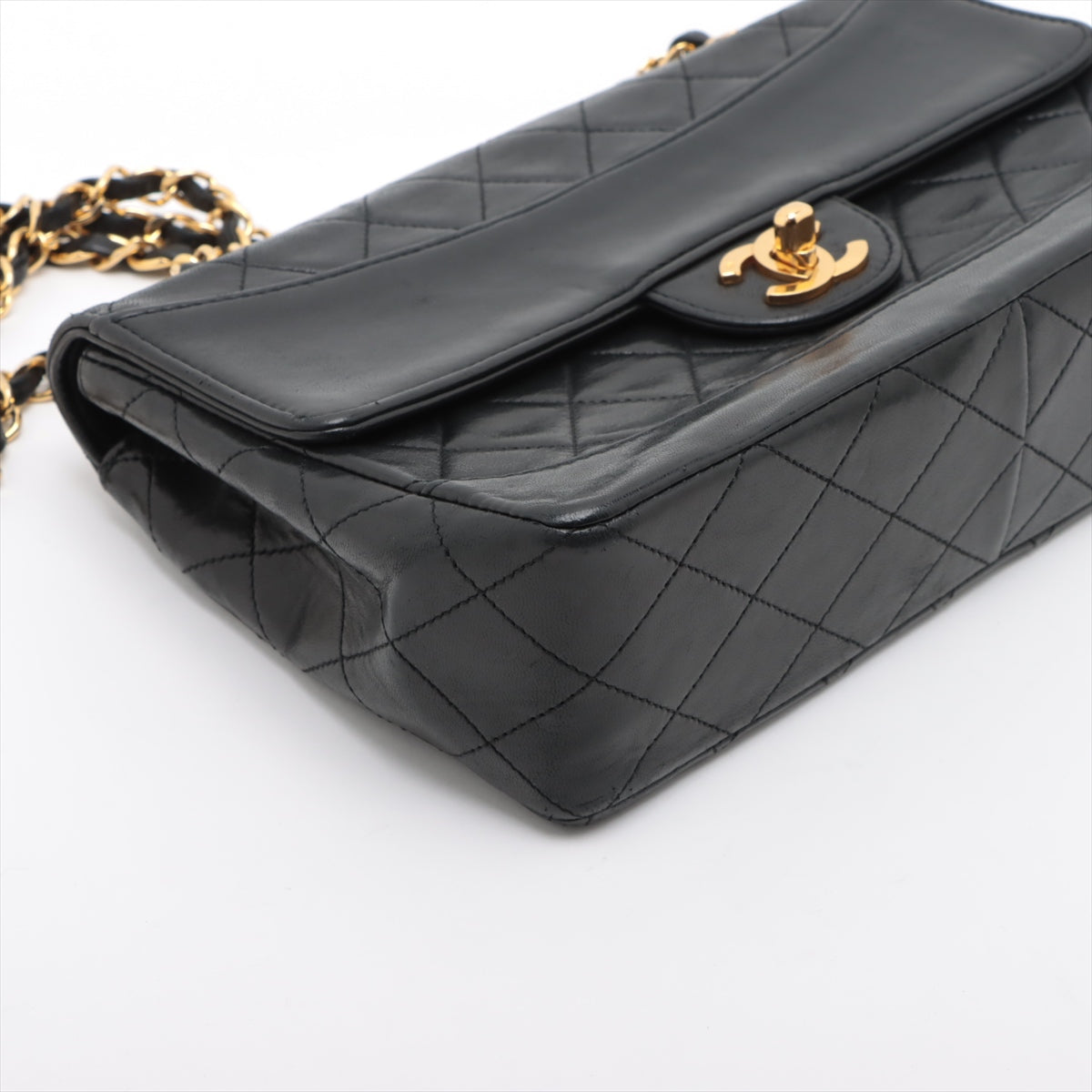 Chanel CC Logo Matelasse Lambskin Single Flap Double Chain Bag Black * PREORDER *