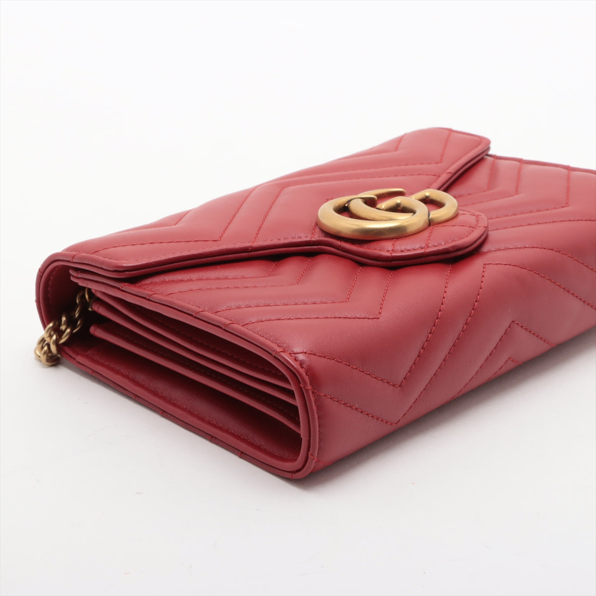 Best Seller Buy Second Hand Gucci GG Marmont Leather Chain Wallet Bag Red